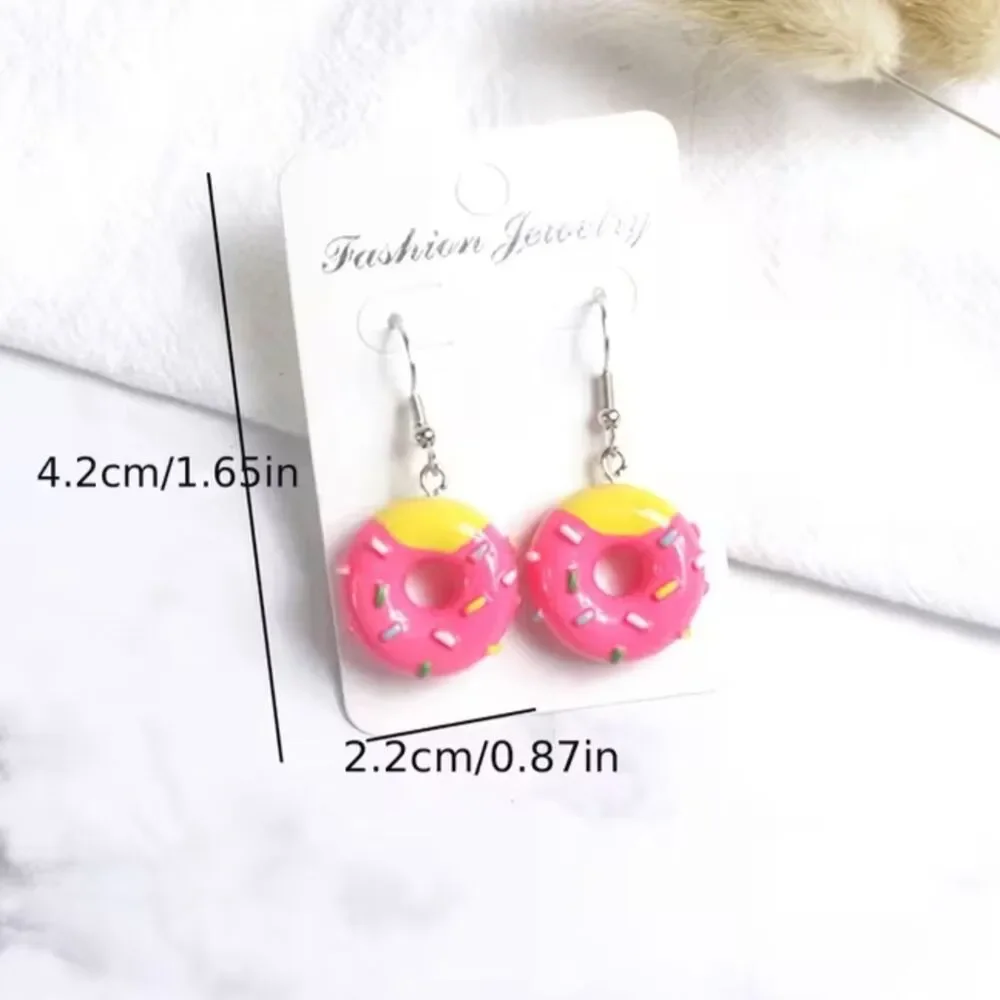 Sprinkle Donut Dangle Earrings Drop Pastry Pendant Novelty Fun Slly Charm Lghtwt